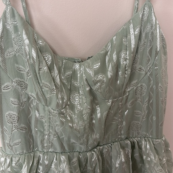 Lulu’s Pale Sage Tiered Corset Evening Gown - Picture 5 of 12